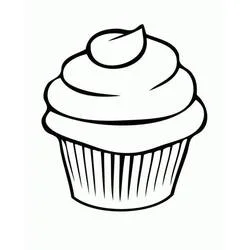 Cupcake with fluted liner and dollop coloring page