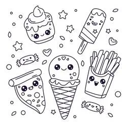 Kawaii Food - Free printable coloring pages