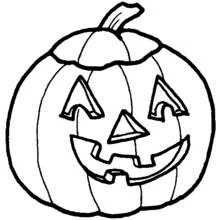 Pumpkin with a carved jack-o'-lantern face coloring page