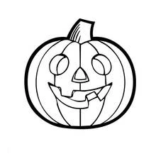 Pumpkin with a smiling jack-o'-lantern face coloring page