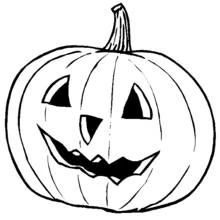 Pumpkin carved as a Halloween jack-o'-lantern coloring page