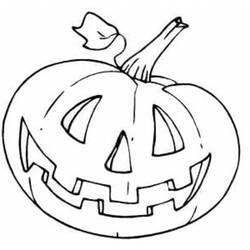Pumpkin carved into a jack-o'-lantern face coloring page