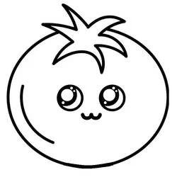 Tomato with a happy kawaii face coloring page