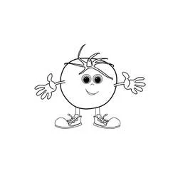 Tomato with arms wide open coloring page