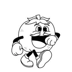 Tomato walking happily coloring page