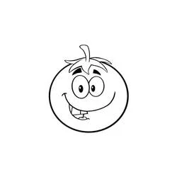 Tomato with a happy smiling face coloring page