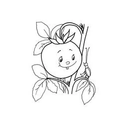 Tomato smiling on its plant coloring page