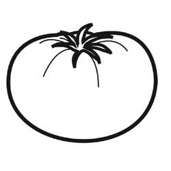 Rounded tomato with a leafy stem crown coloring page