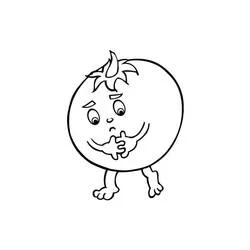Tomato worried with hands clasped coloring page
