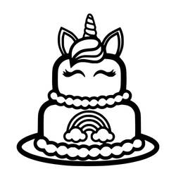 Unicorn Cake - Free printable coloring pages
