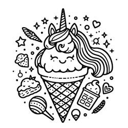 Unicorn Ice Cream - Free printable coloring pages