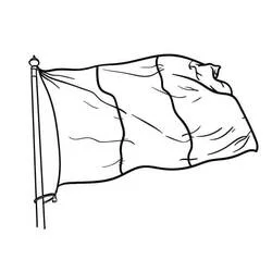 Flag of France waving on its pole coloring page