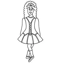 Girl performing Irish dance coloring page