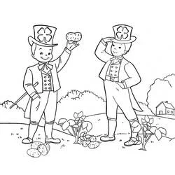 Irish boys with top hats and potatoes coloring page