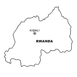 Map of Rwanda with capital Kigali coloring page