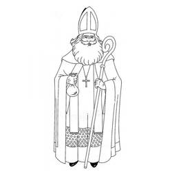 Saint Nicholas with bishop's staff and mitre coloring page