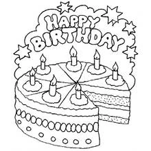 Birthday cake with candles and stars coloring page