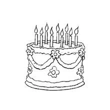 Birthday cake with nine candles coloring page