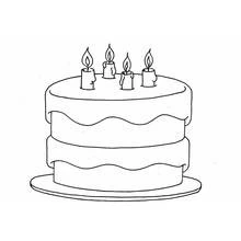 Birthday cake with four candles coloring page