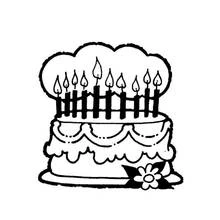Birthday cake with many candles coloring page