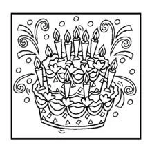 Large cake with hearts, triangles and diamonds coloring page
