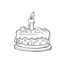 Birthday cake with single candle coloring page