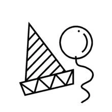 Party hat and balloon coloring page