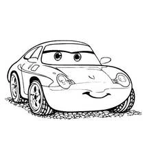 Sally from Cars smiling on the road coloring page