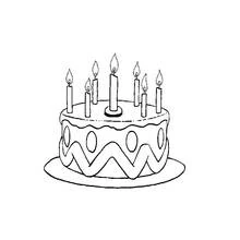 Birthday cake with seven candles coloring page