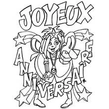 Birthday fairy girl surrounded by stars coloring page