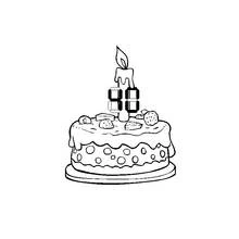 Birthday cake with a 40 candle coloring page