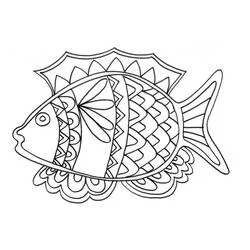 Fish decorated with geometric patterns coloring page
