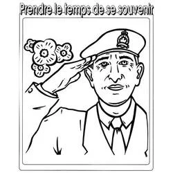 Soldier saluting in remembrance coloring page
