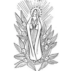 Assumption of Mary surrounded by angels coloring page