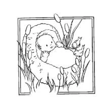 Baby in a basket among reeds coloring page