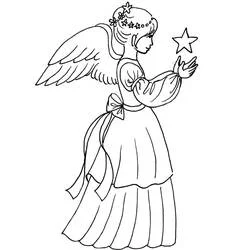 Christmas Angel reaching for a star coloring page