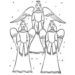 Christmas Angel trio singing among the stars coloring page