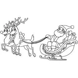Santa Claus riding his Christmas sleigh coloring page