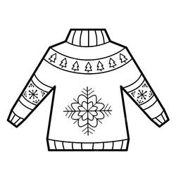 Christmas sweater with a snowflake coloring page