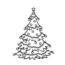 Christmas Tree decorated with garlands and baubles coloring page