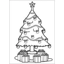 Christmas tree decorated with ornaments and gifts coloring page