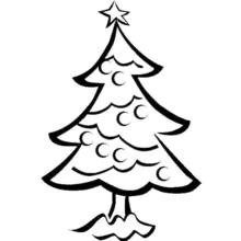Decorated Christmas tree with a star on top coloring page