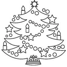 Christmas tree decorated with stars and candles coloring page