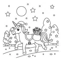 Christmas Unicorn - Free printable coloring pages