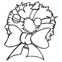 Christmas wreath with bow and ornaments coloring page
