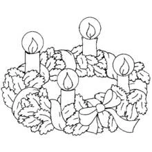Christmas wreath with four candles and a ribbon coloring page