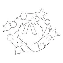 Christmas wreath with big bow and stars coloring page
