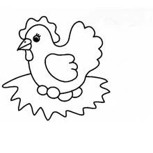 Hen sitting on eggs in her nest coloring page