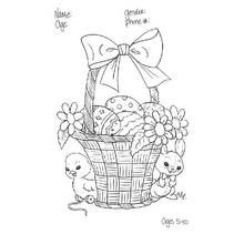 Easter basket with chick and bunny coloring page