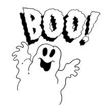 Ghost saying BOO! coloring page